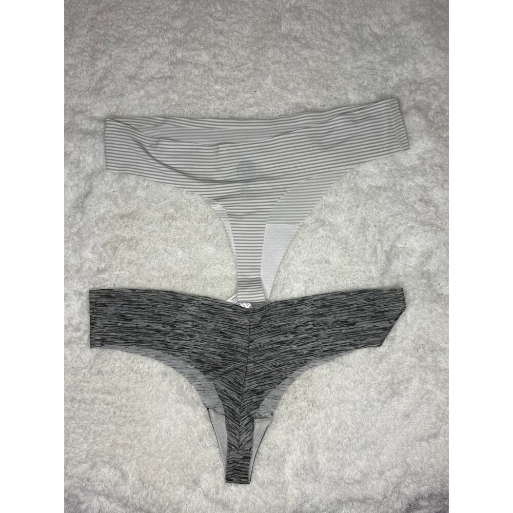 NWT SO Intimates No Show Thong Panty Lot Gray Stripe Heather Size L - Picture 2 of 4